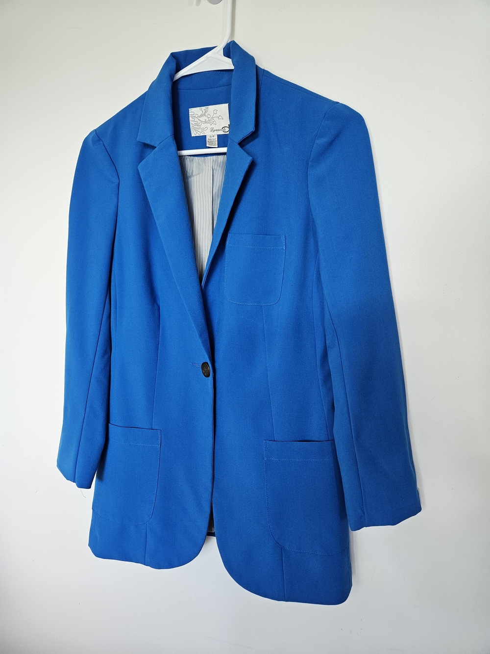 Dynamite Royal Blue Single Button Blazer Jacket Size S Striped Lining Office